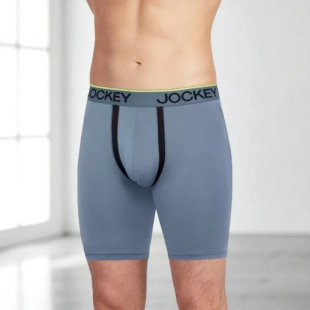 Jockey Mens Underwear Everyday Active Long-Leg Boxer Briefs 4 Pack Medium